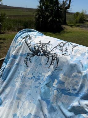 SIMMS Abaco Lodge Solar Flex L/S Fishing Shirt. Blue Veil Camo. Large.